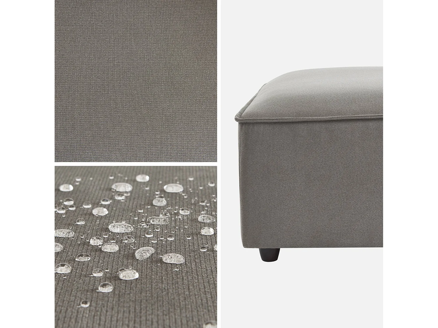 Pouf carré en tissu déperlant  gris clair - SENSE L 91 x l 91 x H44cm