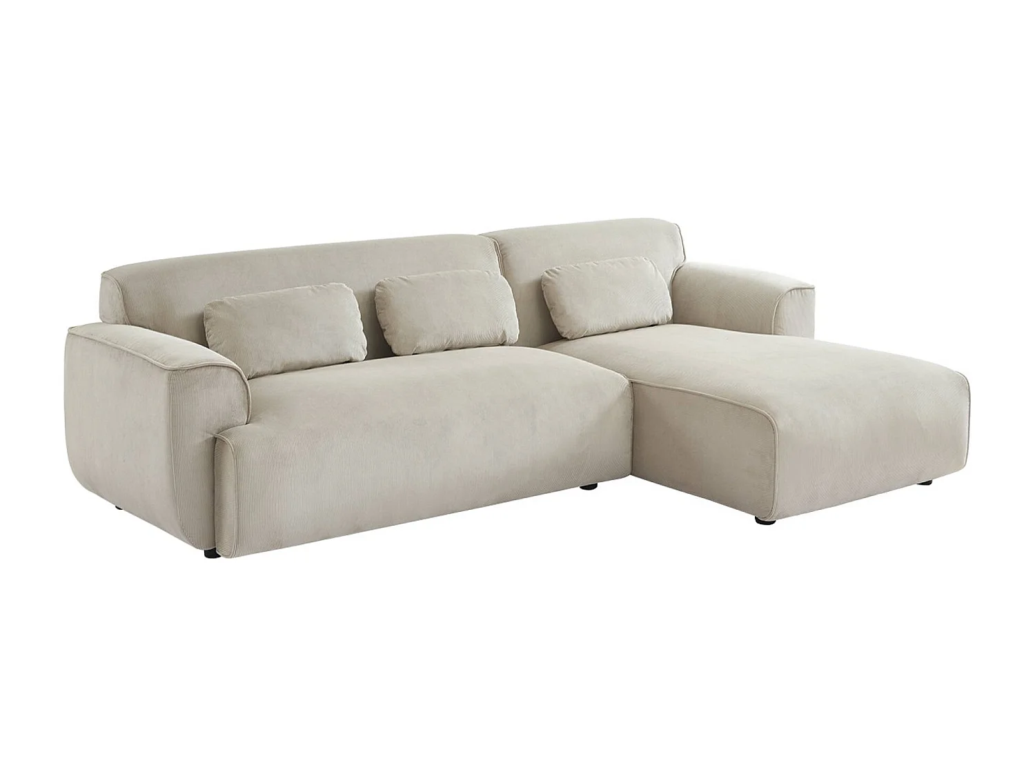 Divano angolare in velluto a coste fino da 2 a 3 posti, angolo destro,