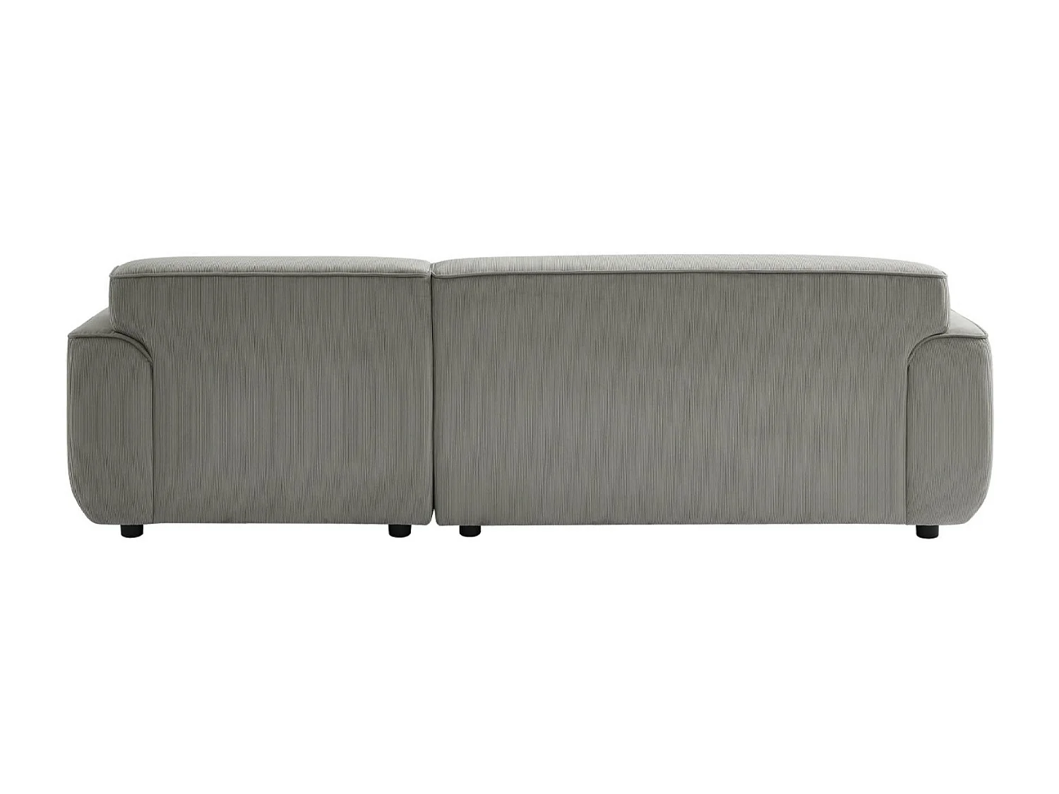 Canapé d'angle droit. 2 à 3 places. velours côtelé gris clair. Wallas L 196 x P 151 / 91 / x H 73cm