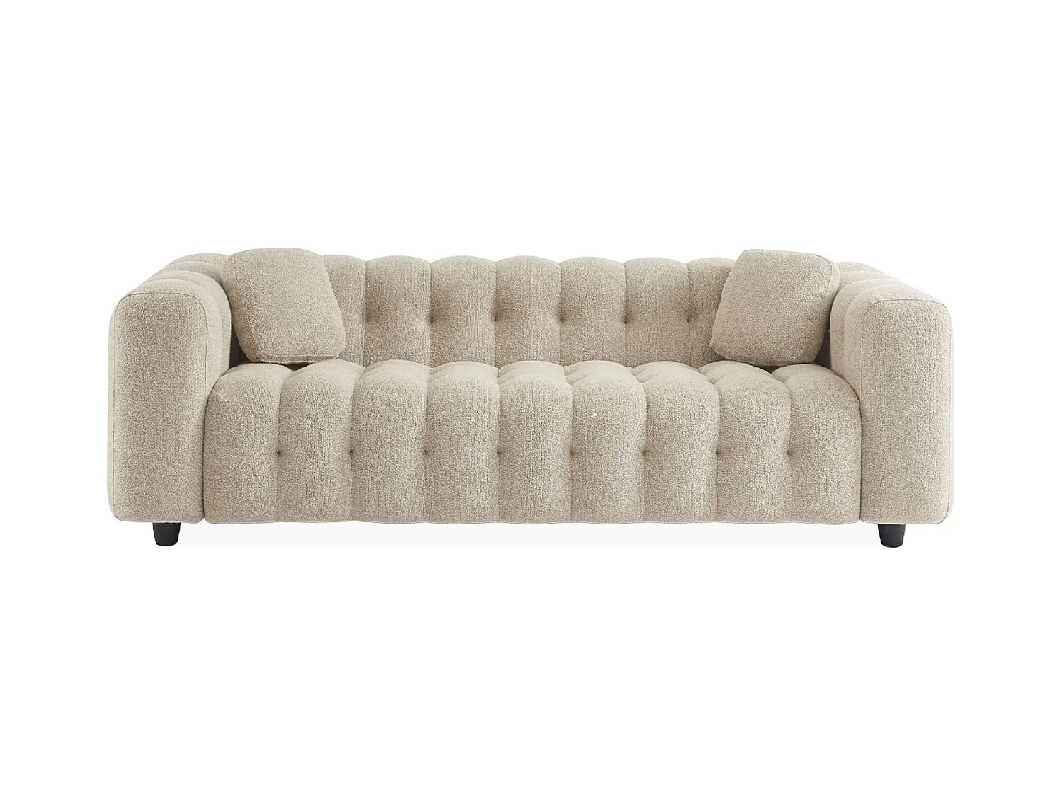 Sofá de 3 plazas, tapizado en tela borreguito texturizada beige