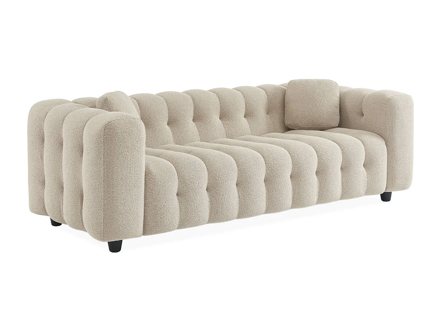 Divano rivestito in tessuto bouclé a 3 posti, beige