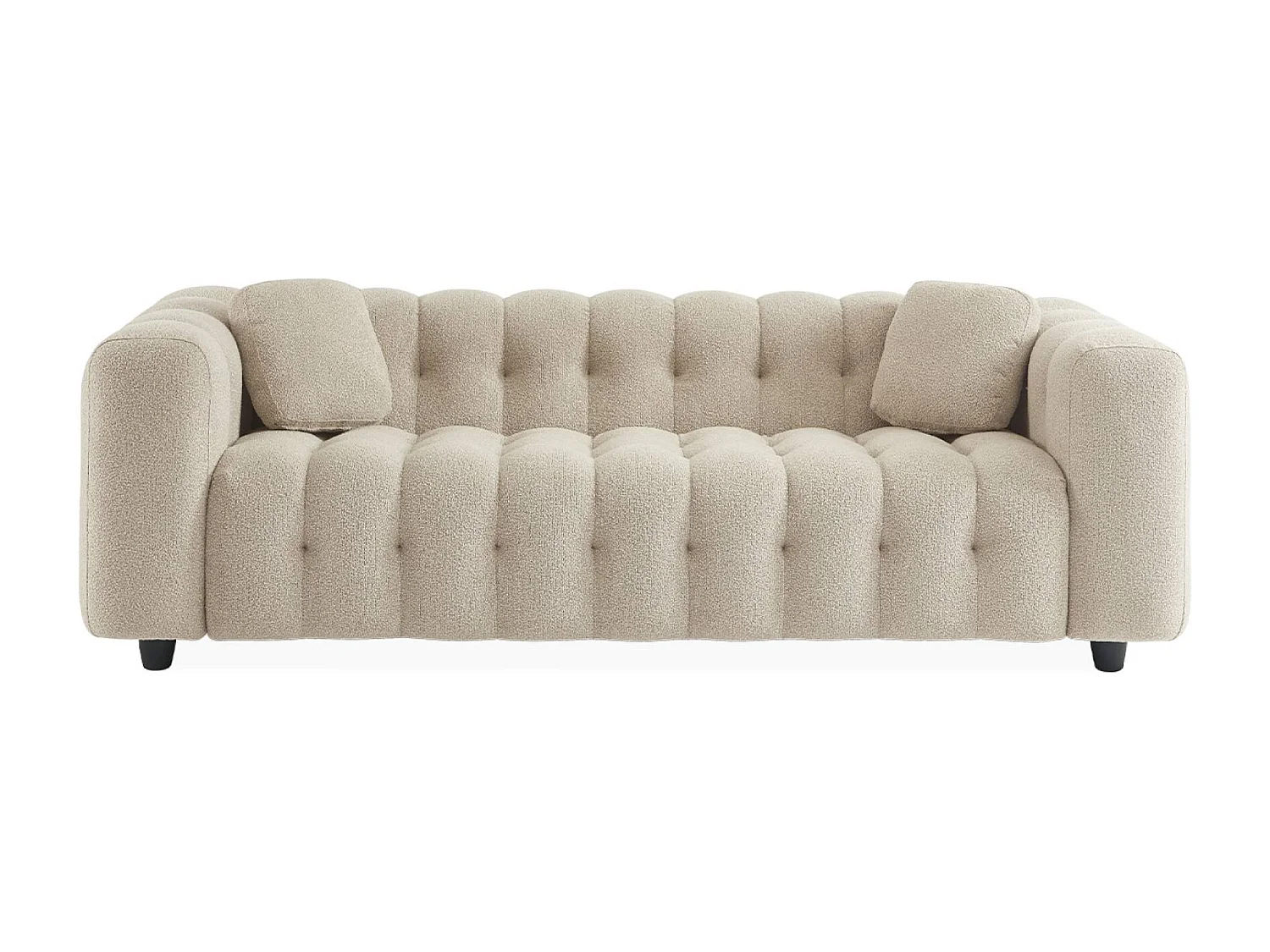 Divano rivestito in tessuto bouclé a 3 posti, beige