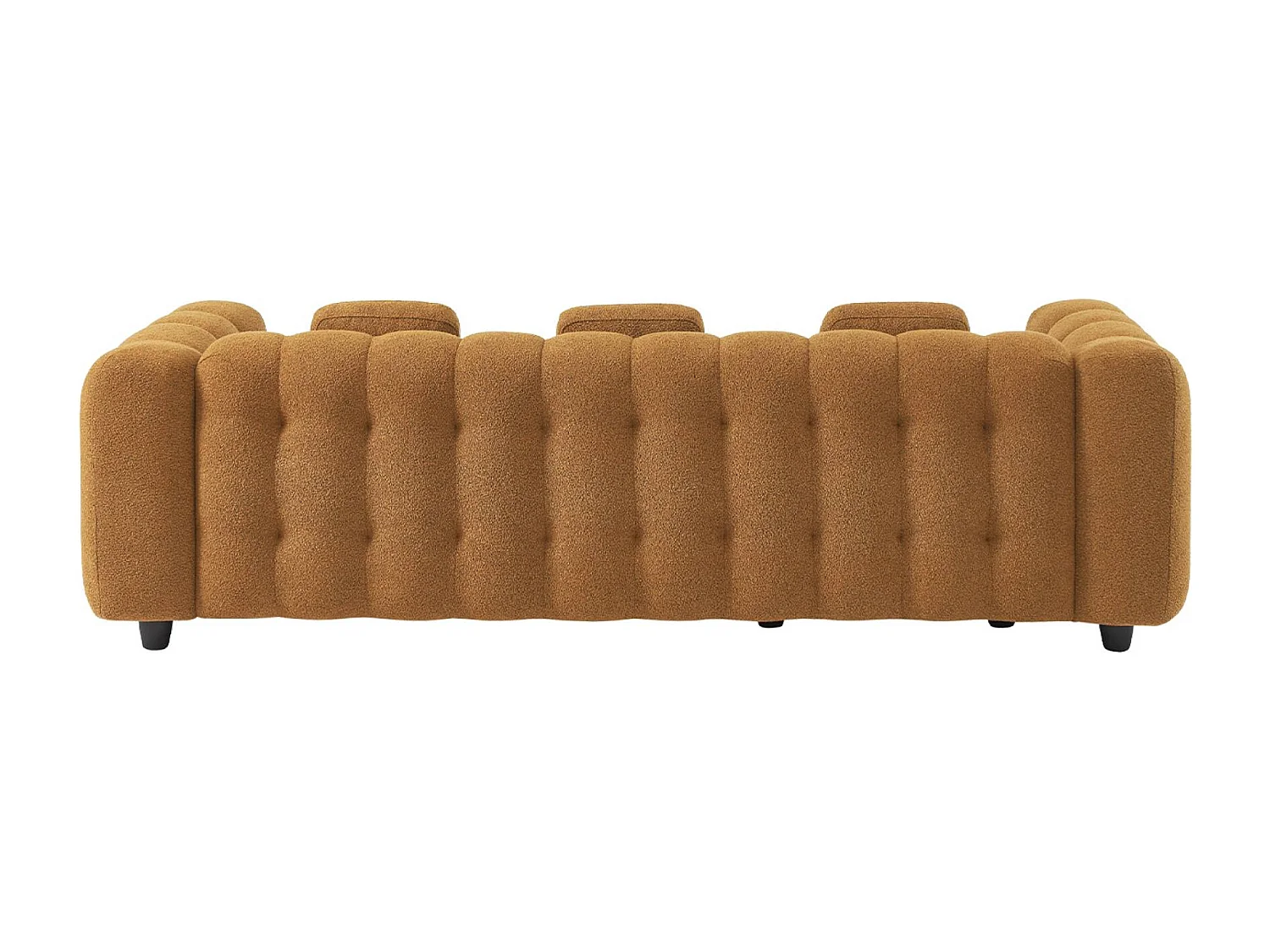 Canapé d'angle réversible 3-4 places bouclette texturée. moutarde. capitonné structure bois d'eucalyptus et contreplaqué