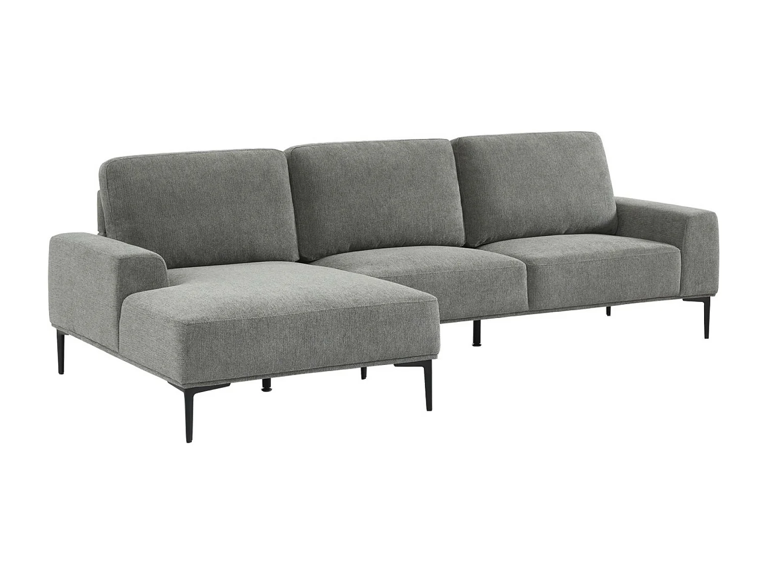 Divano a 3 posti in tessuto e metallo, angolo sinistro, grigio scuro