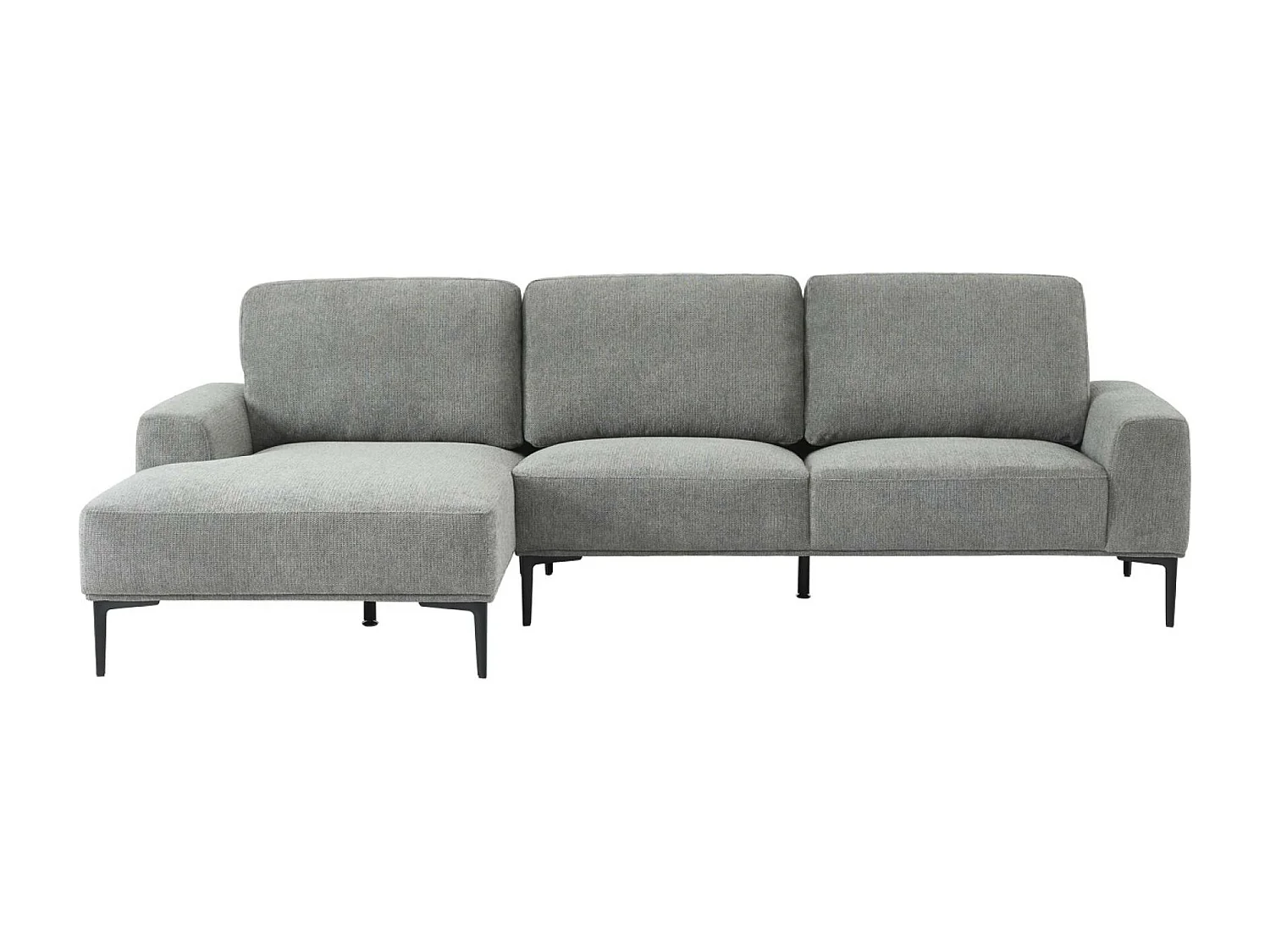 Divano a 3 posti in tessuto e metallo, angolo sinistro, grigio scuro