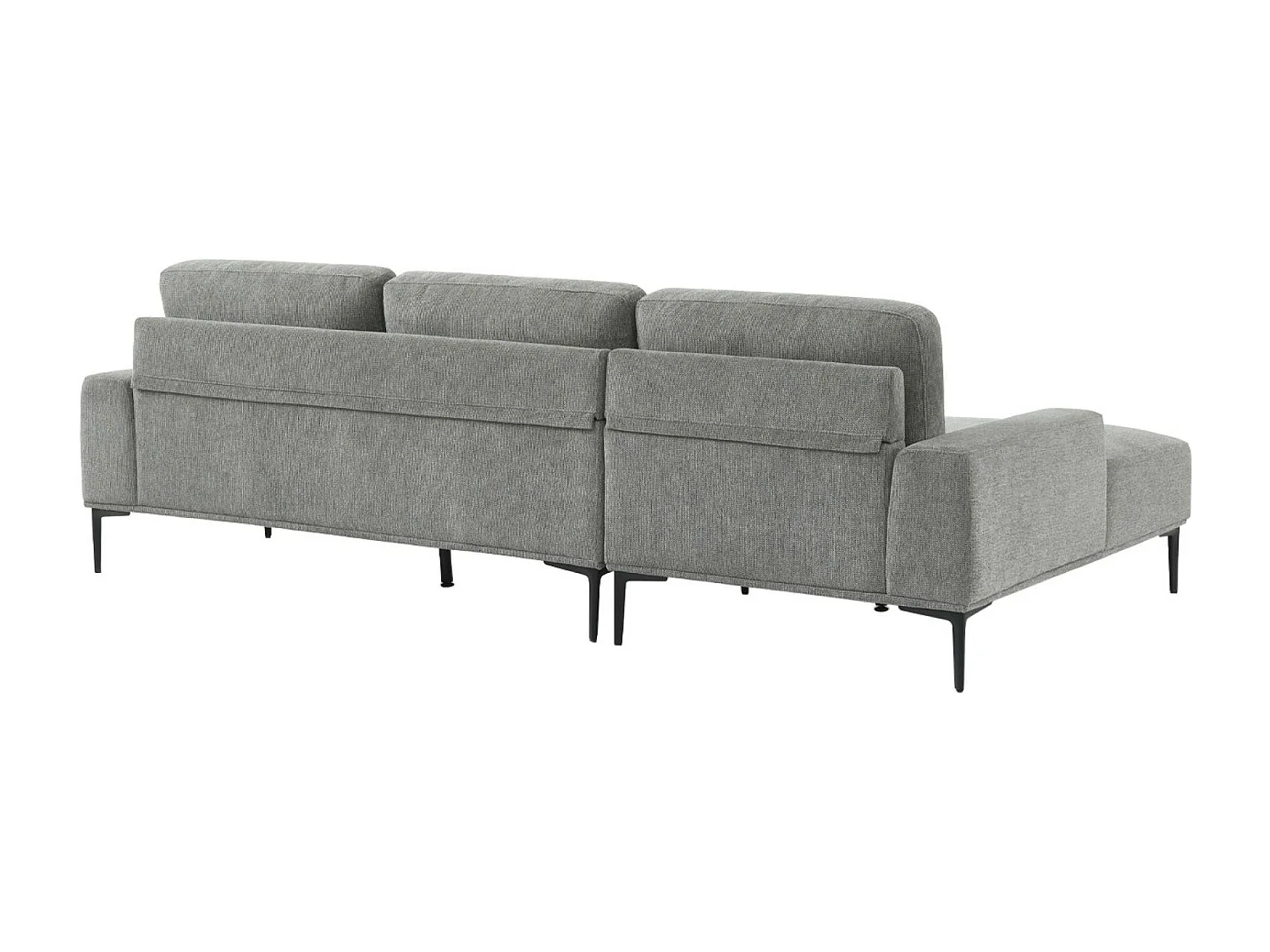 Divano a 3 posti in tessuto e metallo, angolo sinistro, grigio scuro