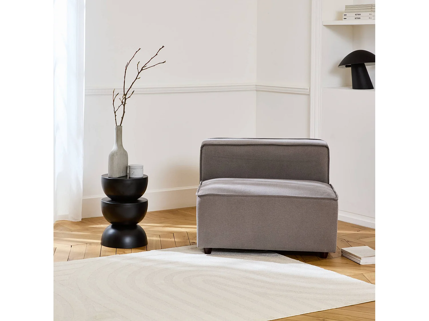 Sillón con asiento, módulo para sofá modular gris claro