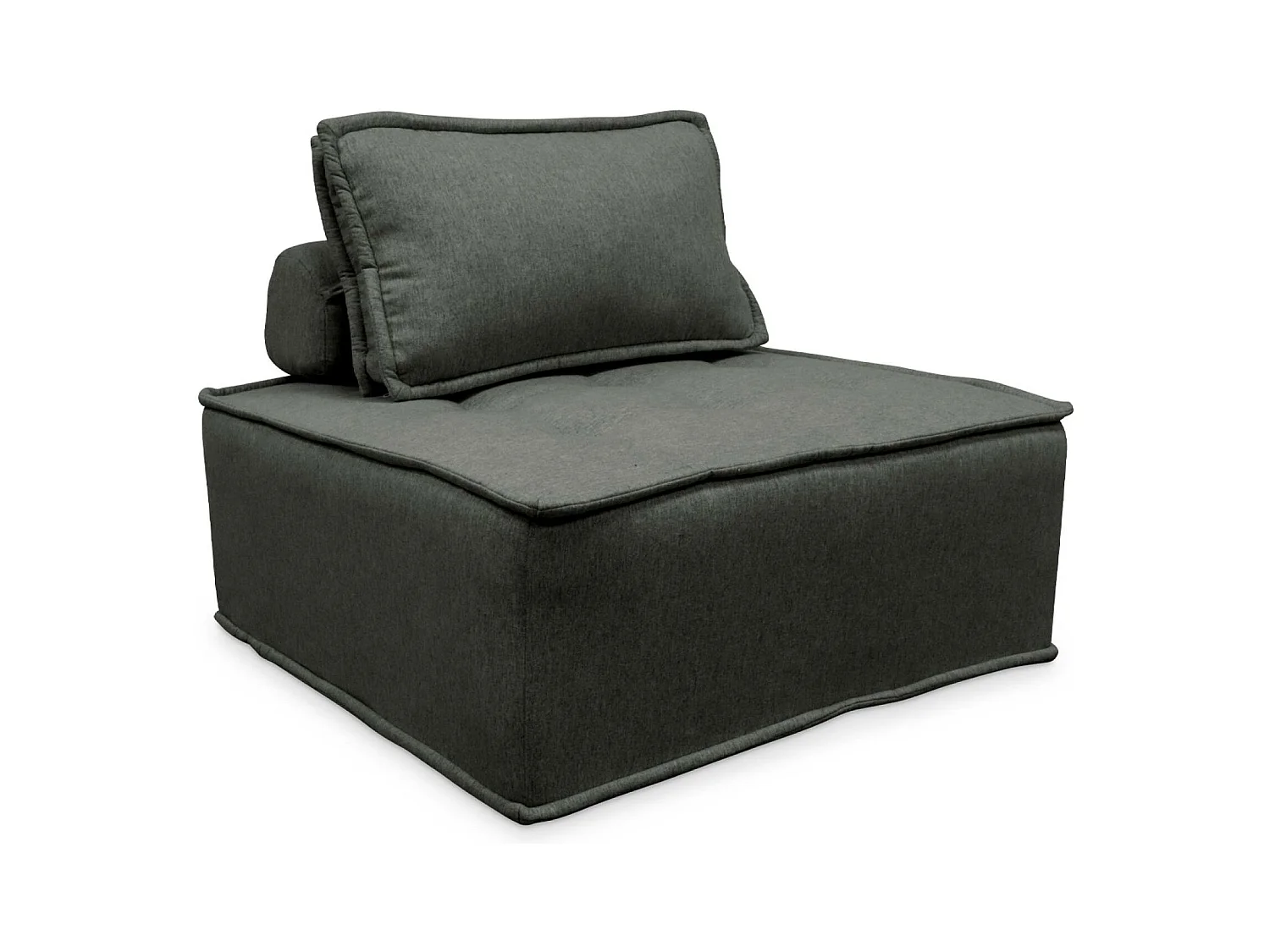 Chauffeuse pour canapé modulable tissu capitonné gris avec un coussin
