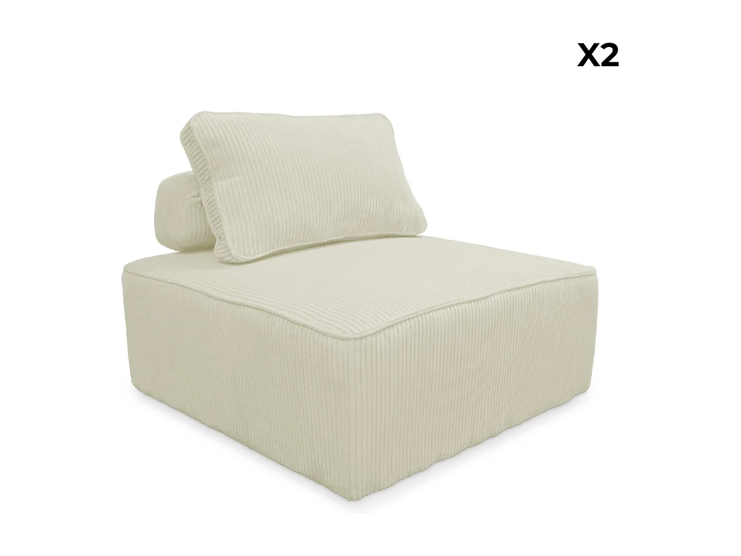 Poltrona per divano modulare in velluto a coste (set di 2), crema