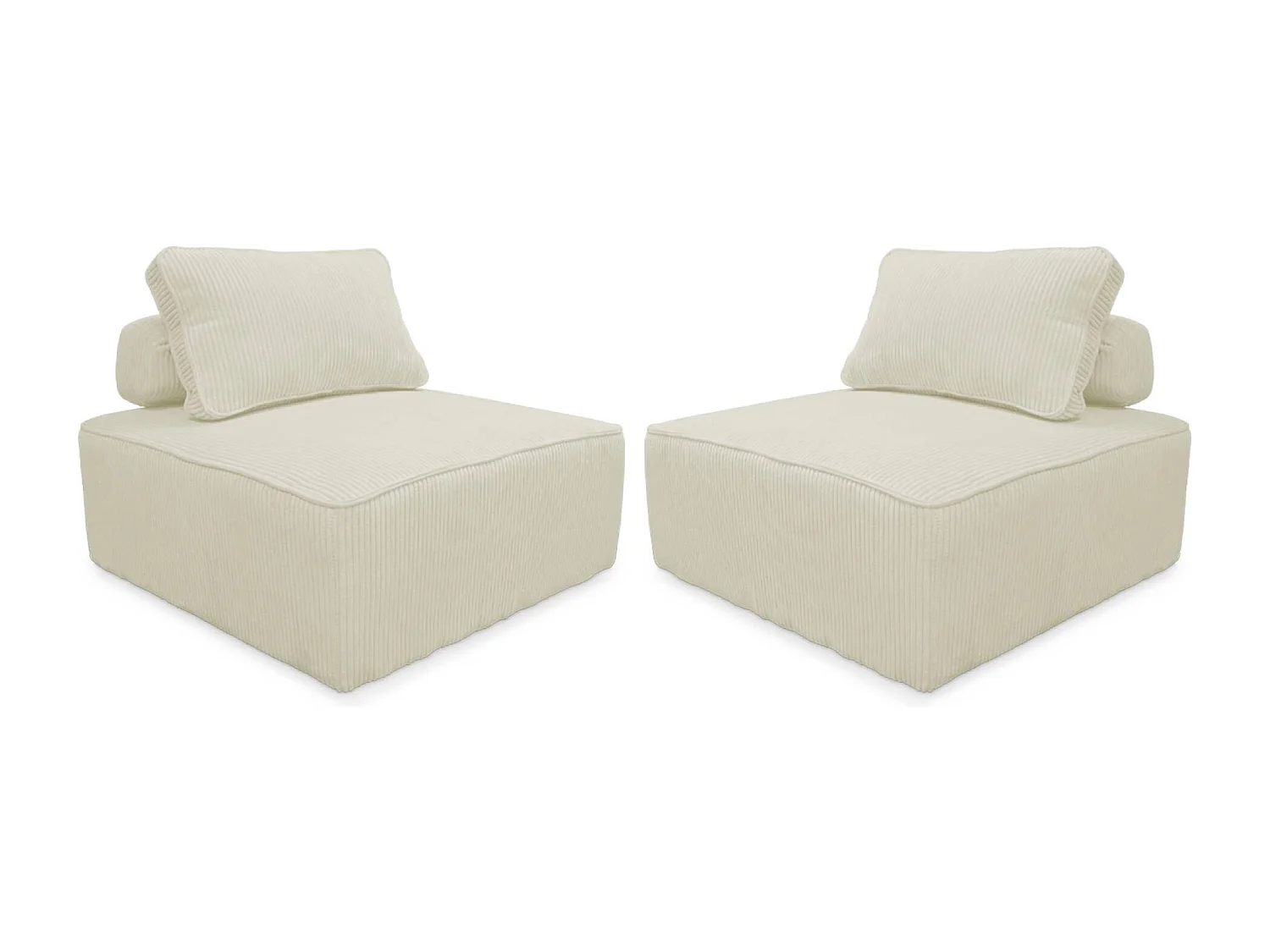 Poltrona per divano modulare in velluto a coste (set di 2), crema
