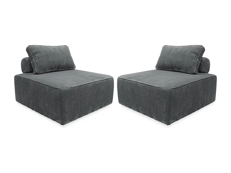 Poltrona per divano modulare in velluto a coste (set di 2), grigio