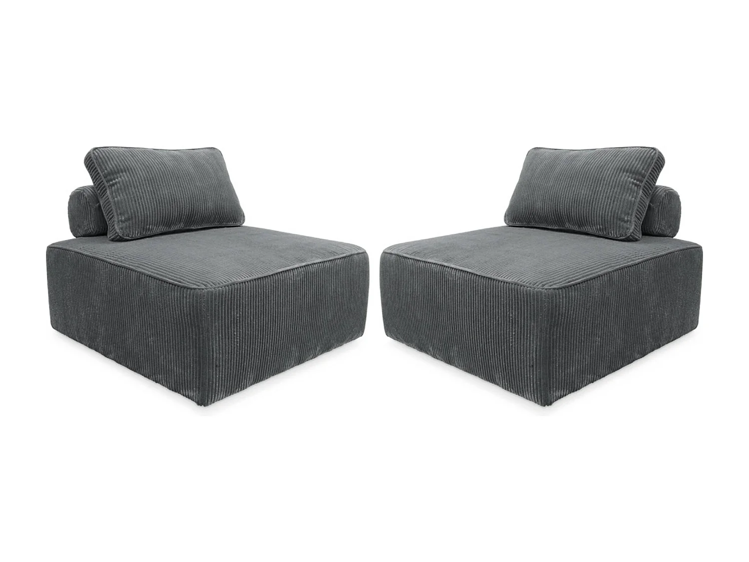 Sofá modular de pana, 2 plazas gris oscuro