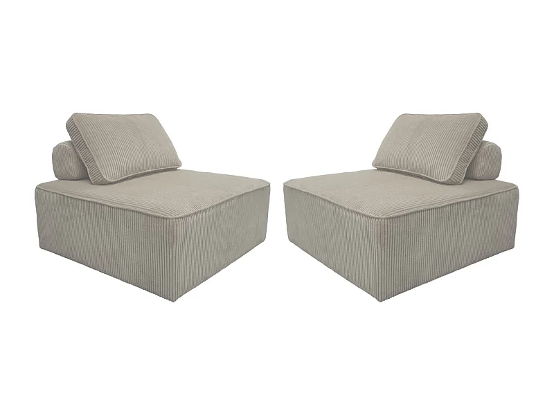 Sofá modular de pana, 2 plazas gris claro