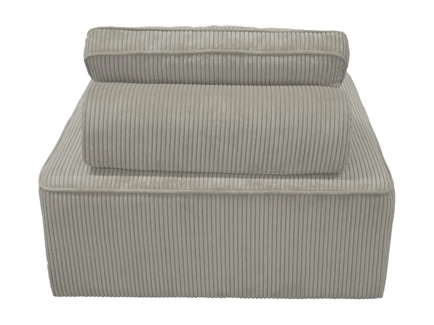 Lot de 2 chauffeuses  pour canapé modulable velours côtelé gris clair avec un coussin