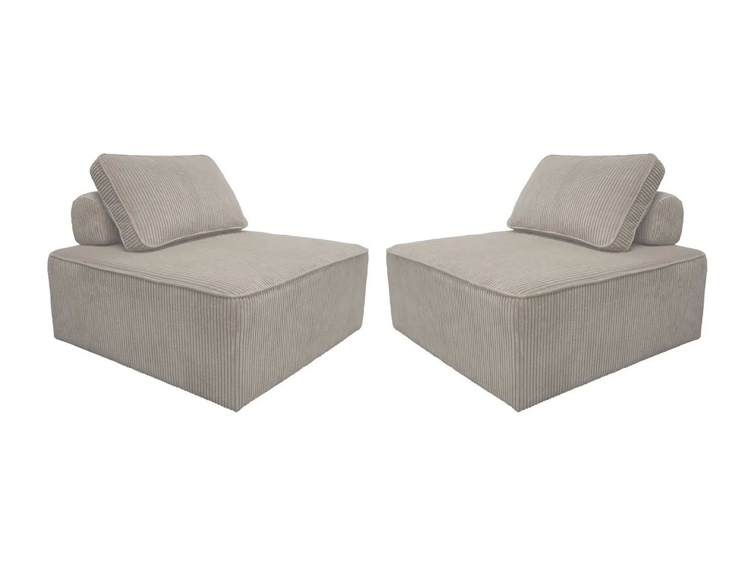 Sofá modular de pana, 2 plazas gris claro