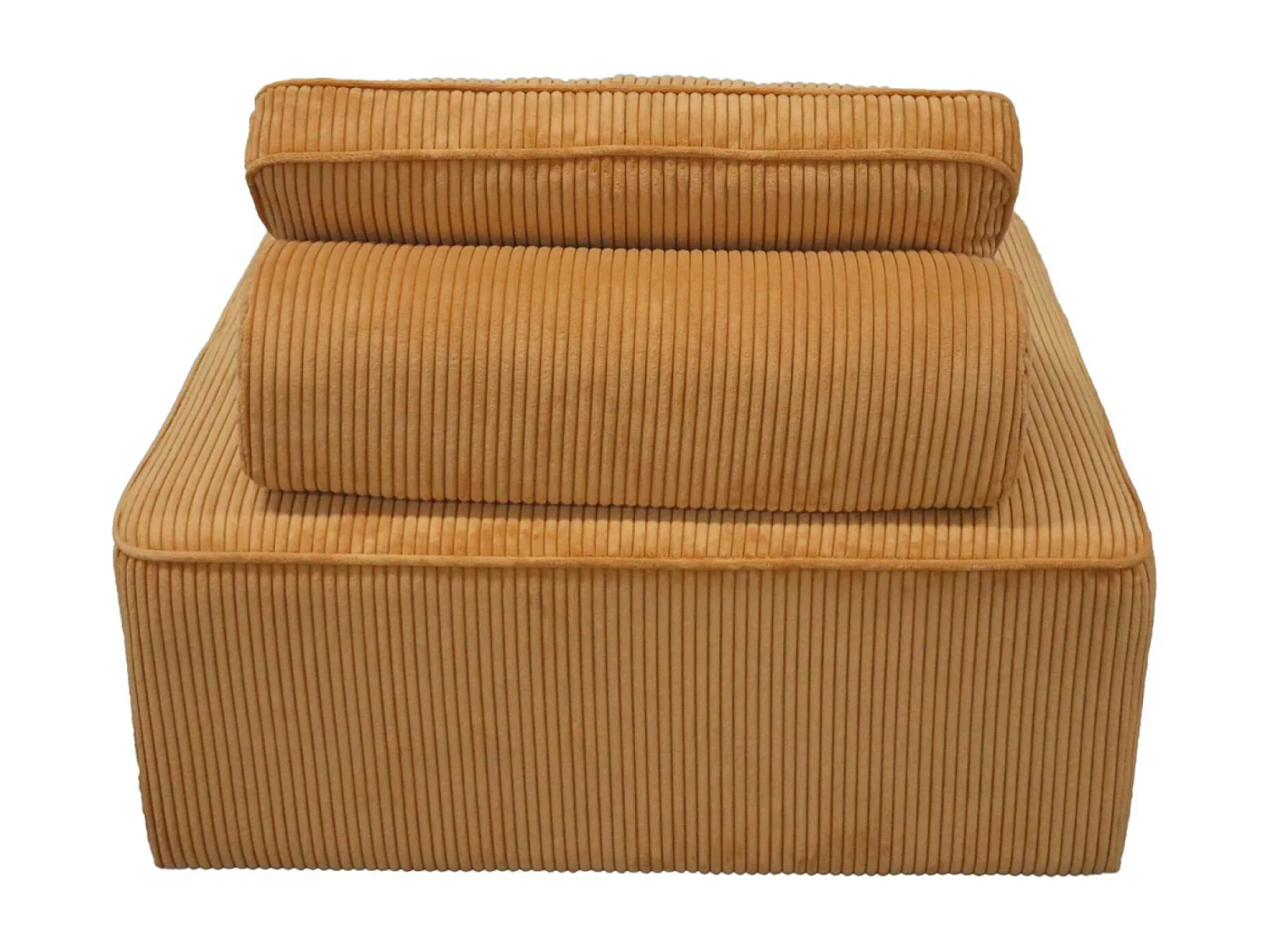 Lot de 2 chauffeuses  pour canapé modulable velours côtelé jaune avec un coussin