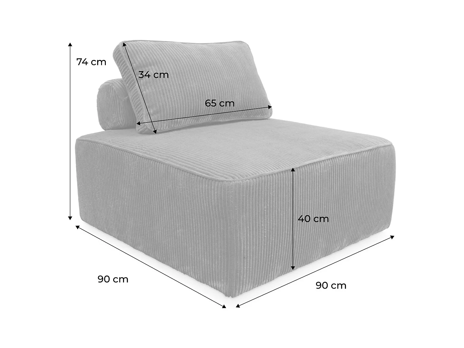 Poltrona per divano modulare, 1 posto, mostarda