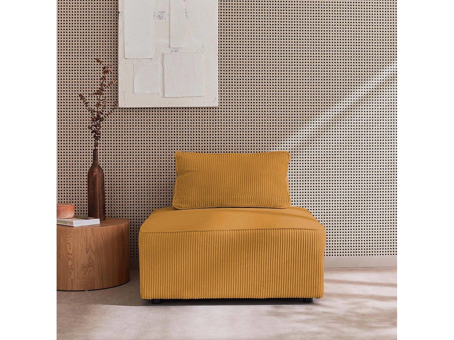 Módulo para sofá modular de pana, 1 plaza mostaza