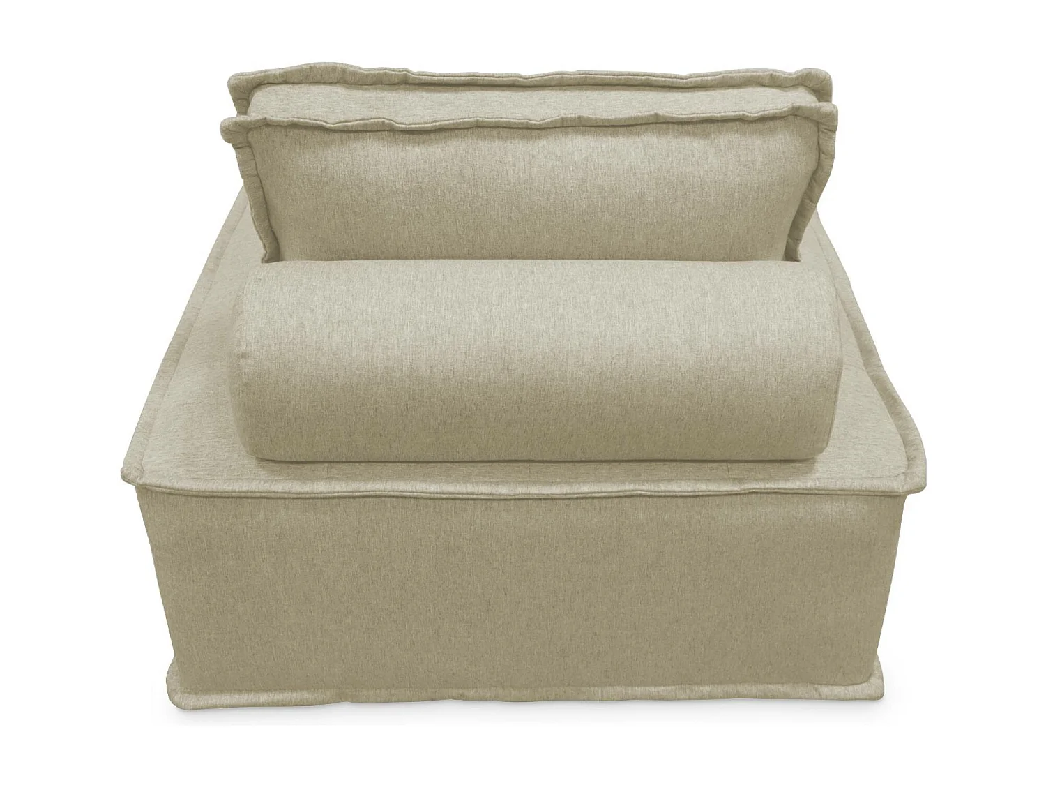 Lot de 2 chauffeuses pour canapé modulable tissu capitonné beige avec un coussin