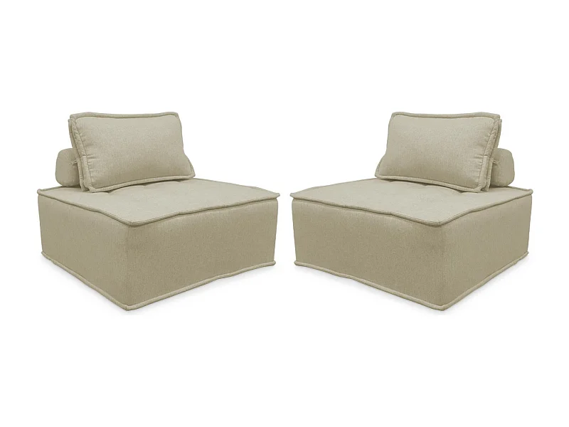 Set di 2 poltrone per divano modulare trapuntato, beige