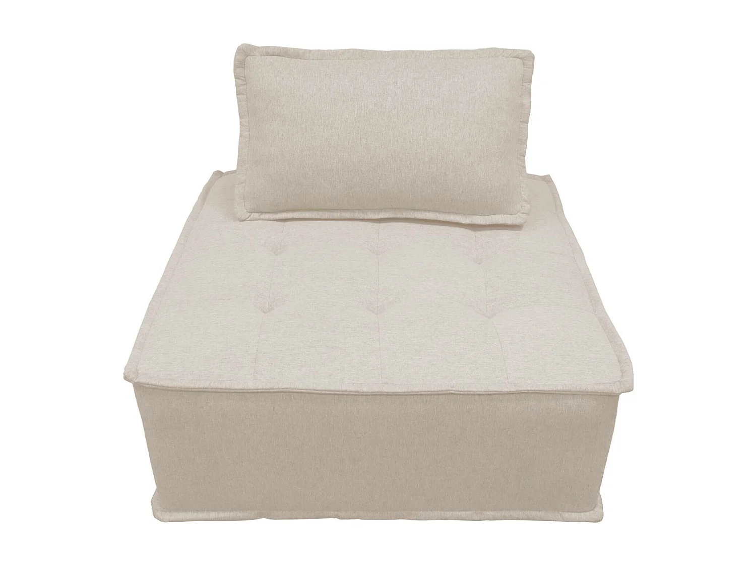 Chauffeuse pour canapé modulable tissu capitonné crème avec un coussin