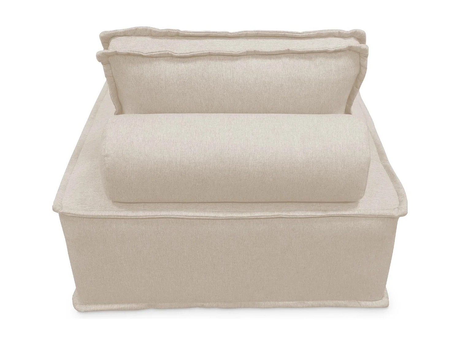 Chauffeuse pour canapé modulable tissu capitonné crème avec un coussin