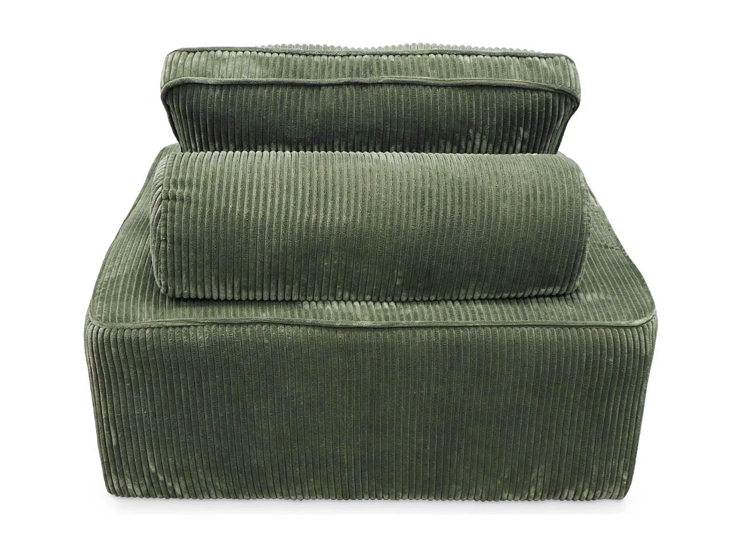 Lot de 3 chauffeuses pour canapé  modulables velours côtelé vert avec un coussin