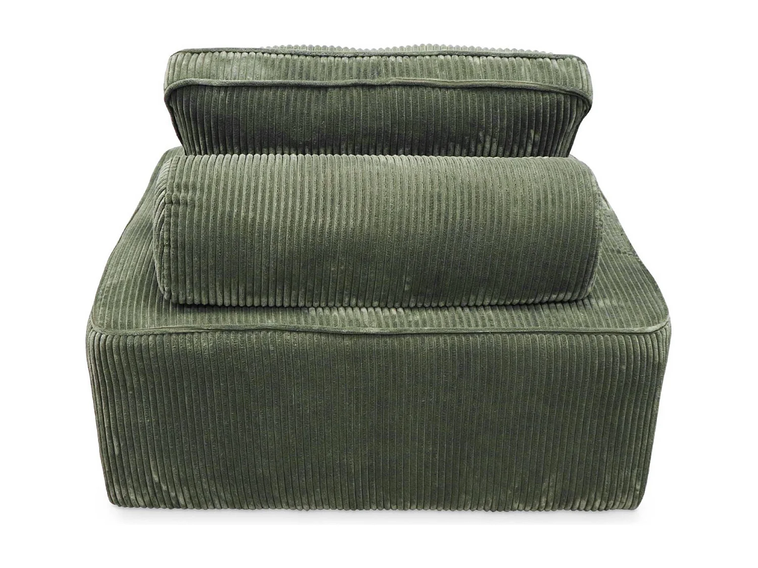 Lot de 3 chauffeuses pour canapé  modulables velours côtelé vert avec un coussin