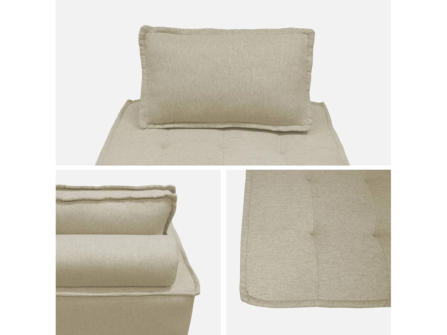 Módulo para sofá modular en tela lisa, 1 plaza beige