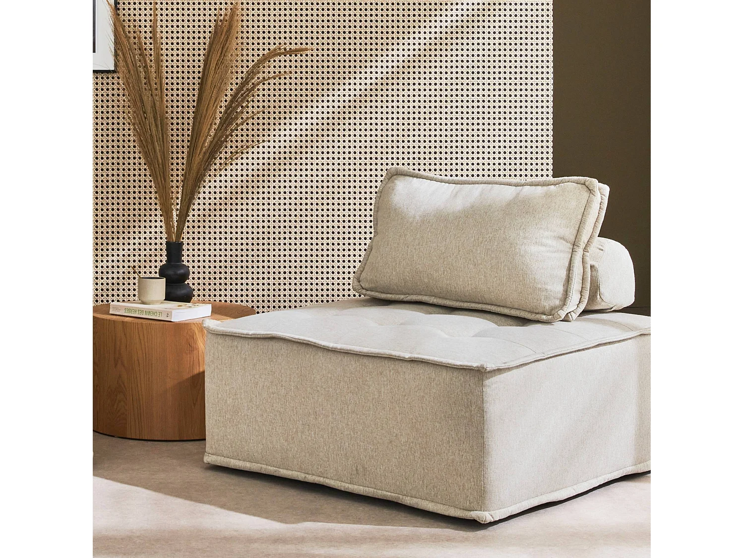 Módulo para sofá modular en tela lisa, 1 plaza beige