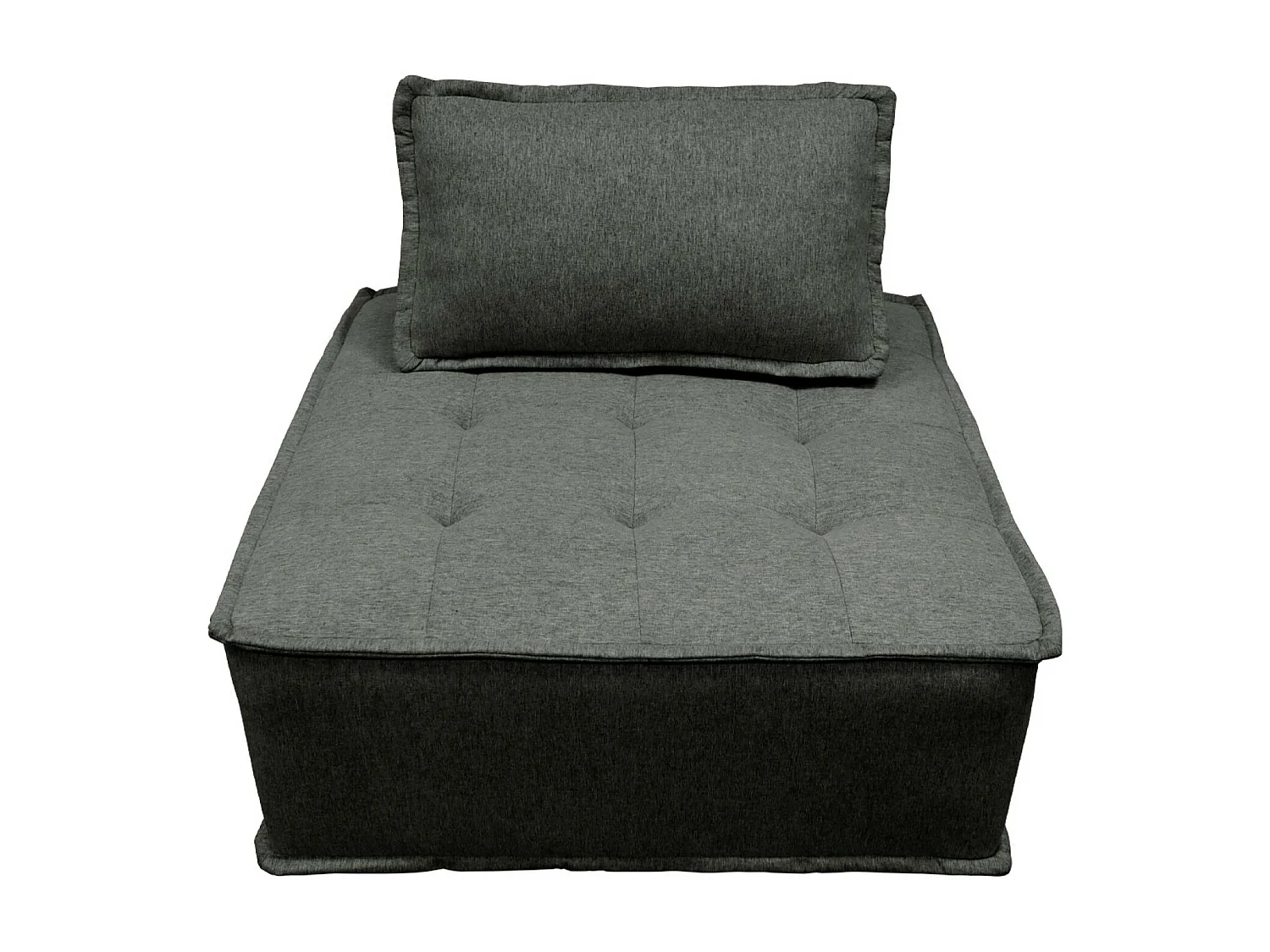 Lot de 3 chauffeuses pour canapé modulables tissu capitonné gris avec 1 coussin