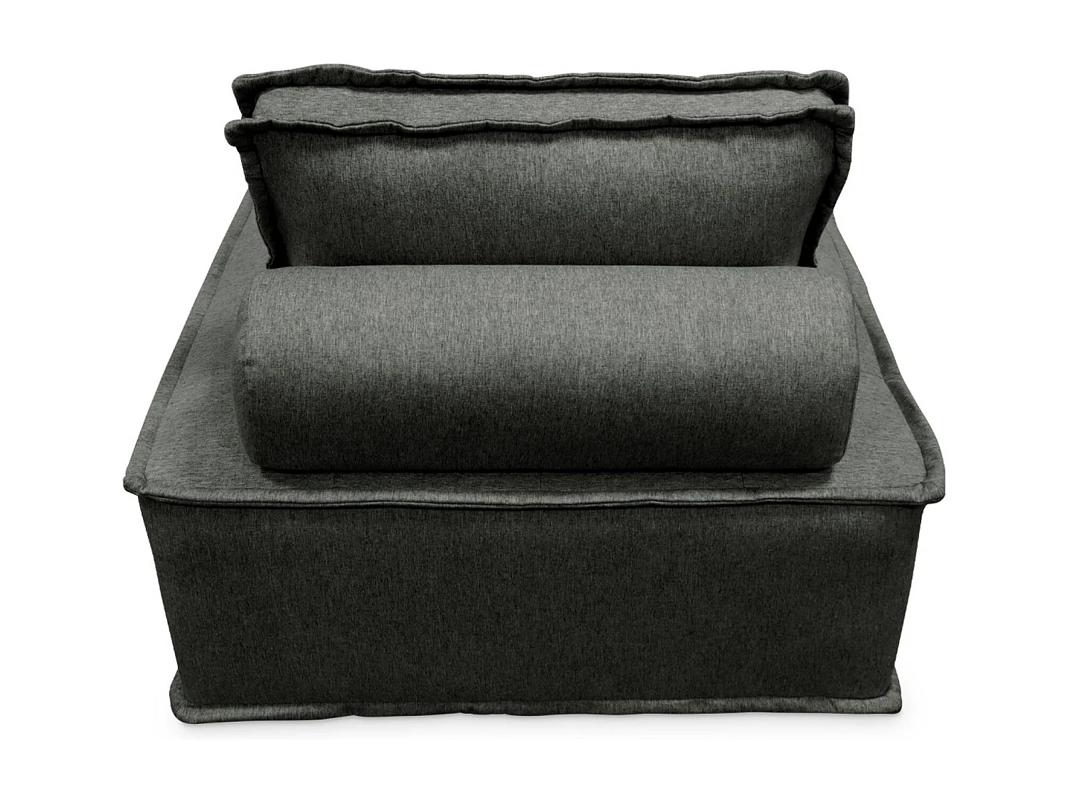 Lot de 3 chauffeuses pour canapé modulables tissu capitonné gris avec 1 coussin