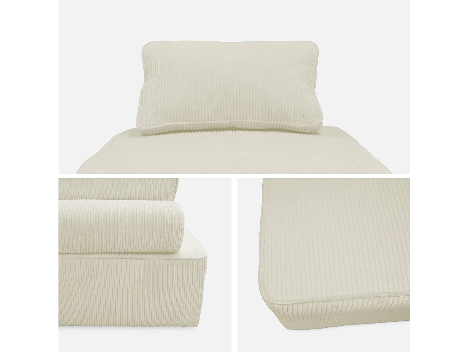 Poltrona per divano modulare, 1 posto, crema