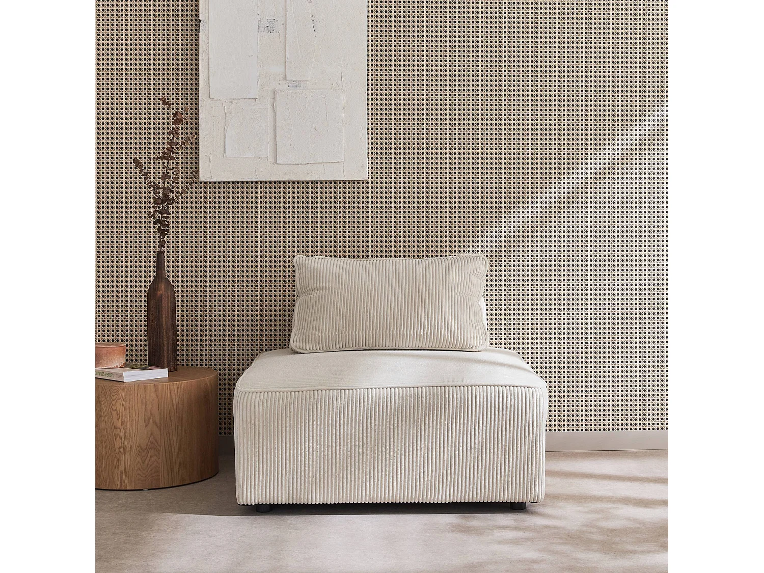 Poltrona per divano modulare, 1 posto, crema