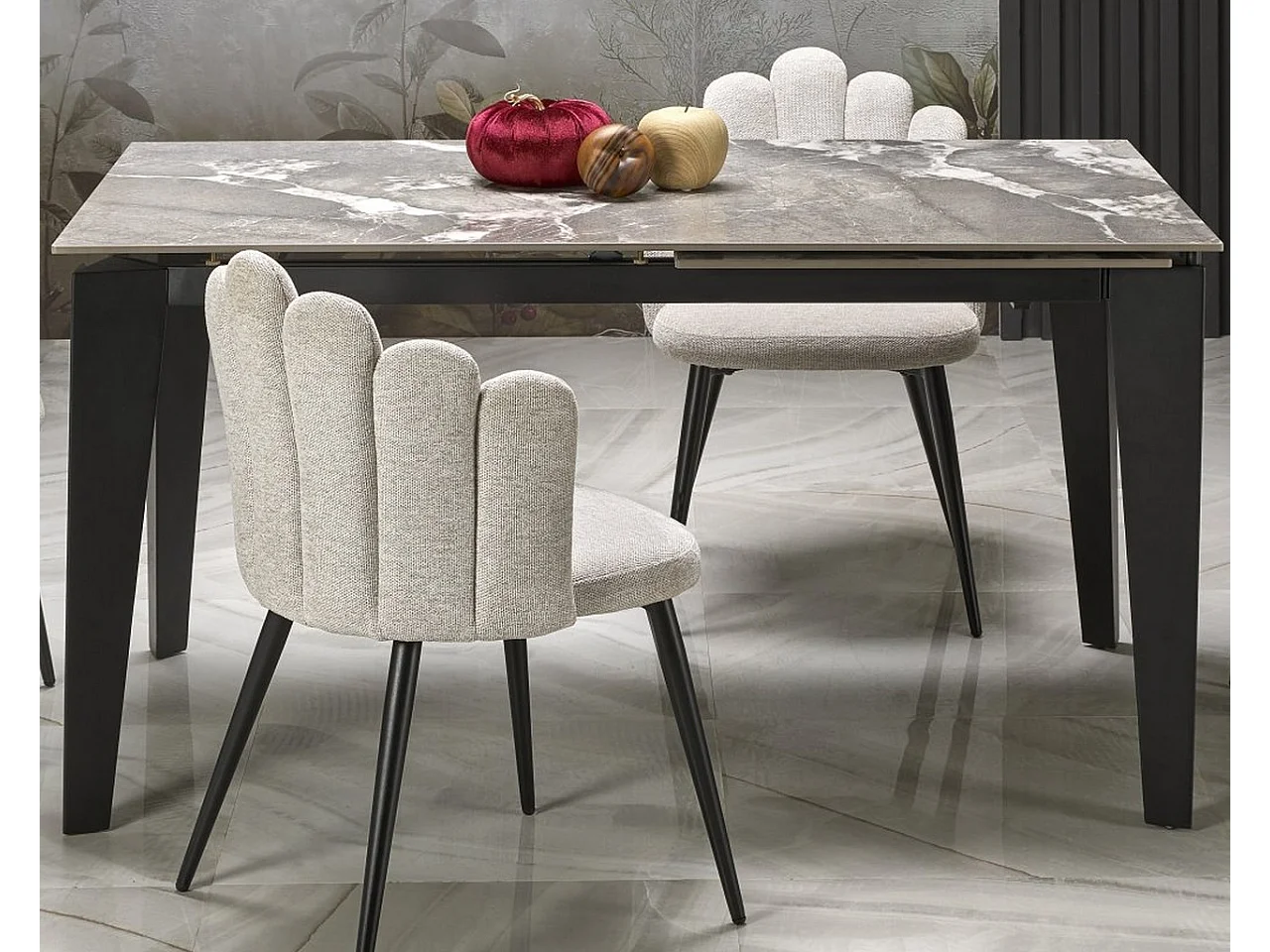 Table à manger extensible 140-200 cm style marbre gris Ricardo