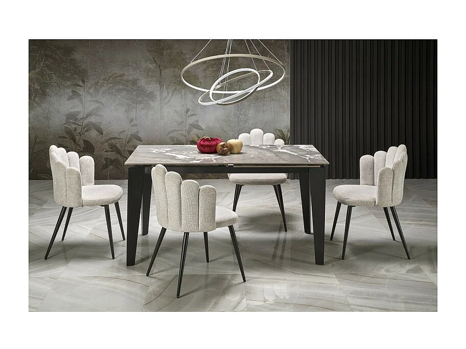 Table à manger extensible 140-200 cm style marbre gris Ricardo