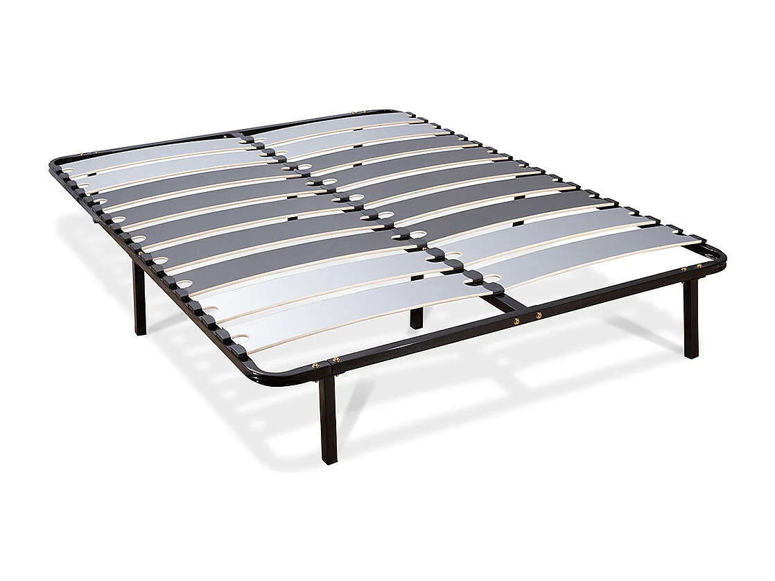 OLYMPE LITERIE | Sommier à lattes en métal WINDSOR 140x190 cm | Coloris Noir | Livré en kit