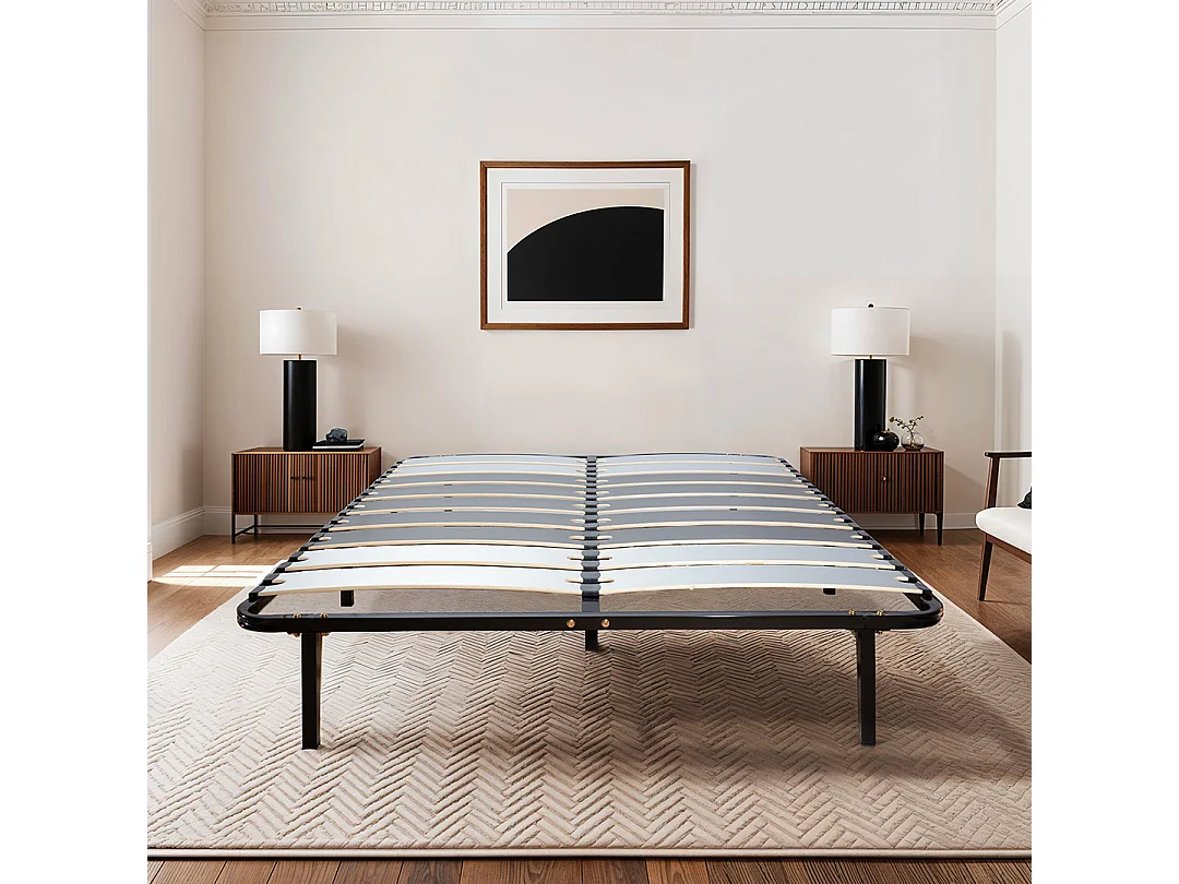 OLYMPE LITERIE | Sommier à lattes en métal WINDSOR 140x190 cm | Coloris Noir | Livré en kit