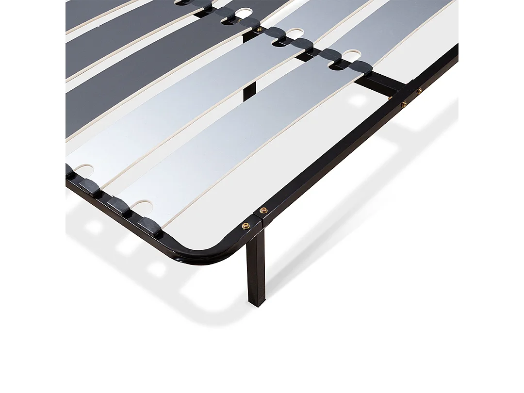 OLYMPE LITERIE | Sommier à lattes en métal WINDSOR 140x190 cm | Coloris Noir | Livré en kit