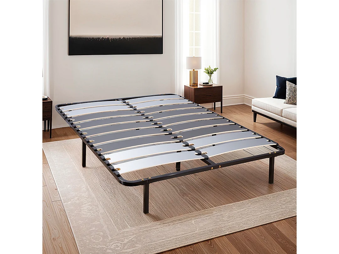 OLYMPE LITERIE | Sommier à lattes en métal WINDSOR 160x200 cm | Coloris Noir | Livré en kit