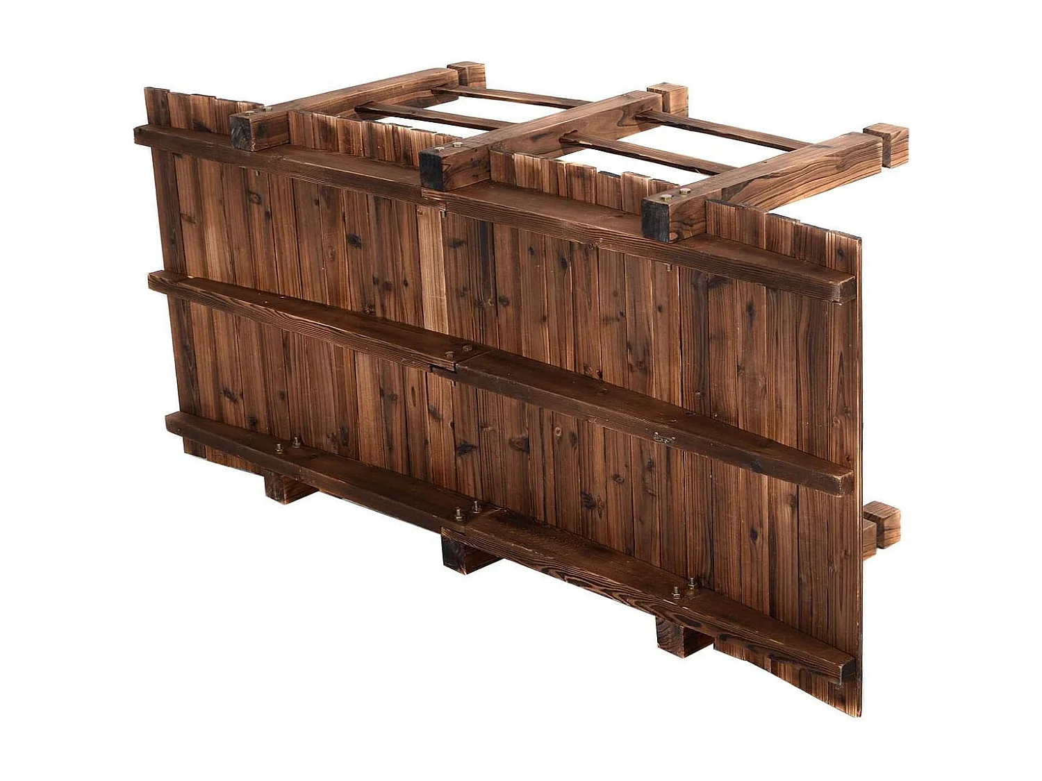 Pont de Jardin en Bois 150 x 67 x 55CM Pont d'Etang Pont de Bassin Pont en Bois Décoration Extérieure Chargé Environ 100KG