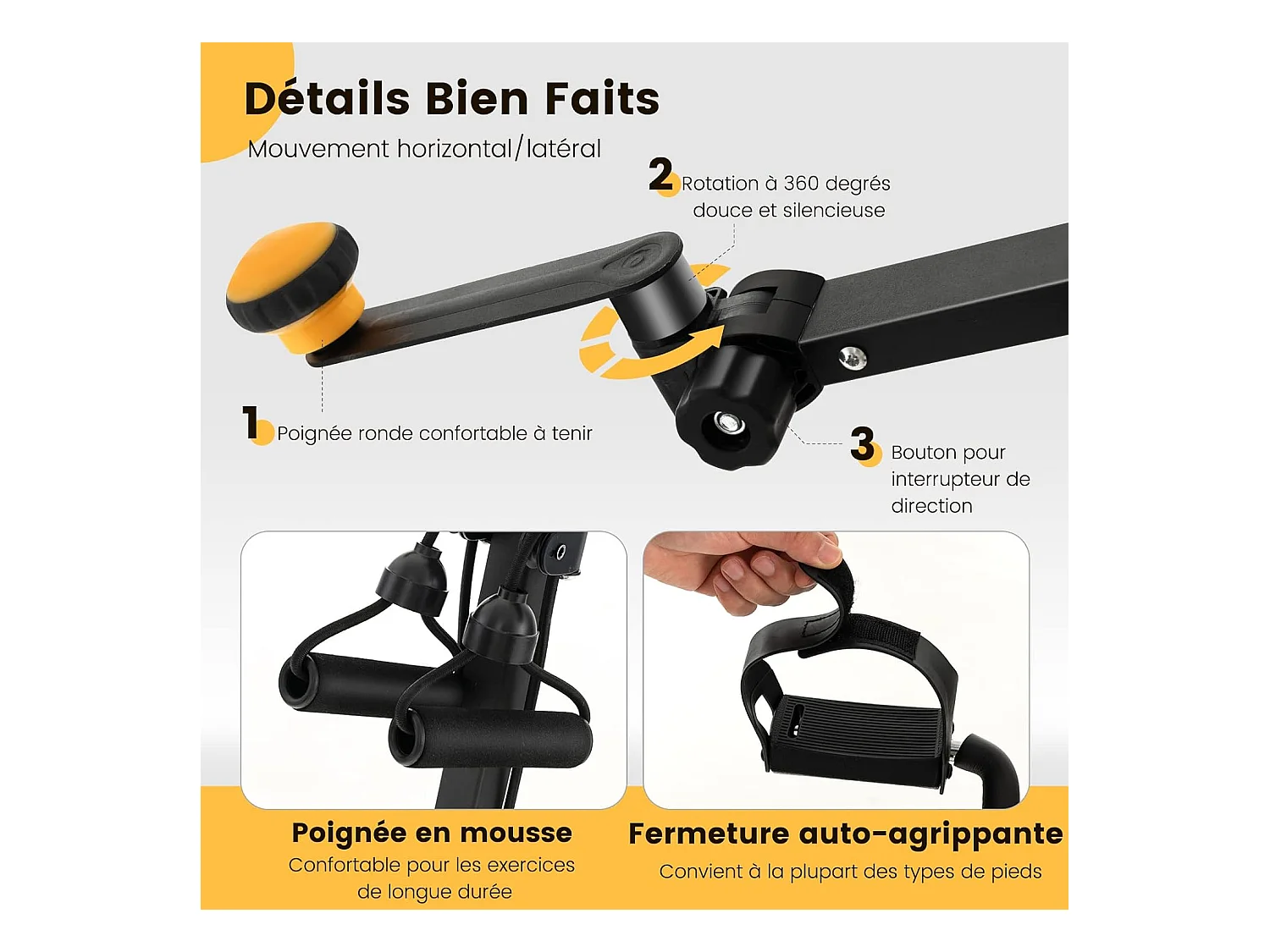 Vélo d'Appartement à Pédales Pliable 9 Hauteurs Résistance Réglable Fonction D'étirement avec Rouleaux de Massage,Ecran LCD