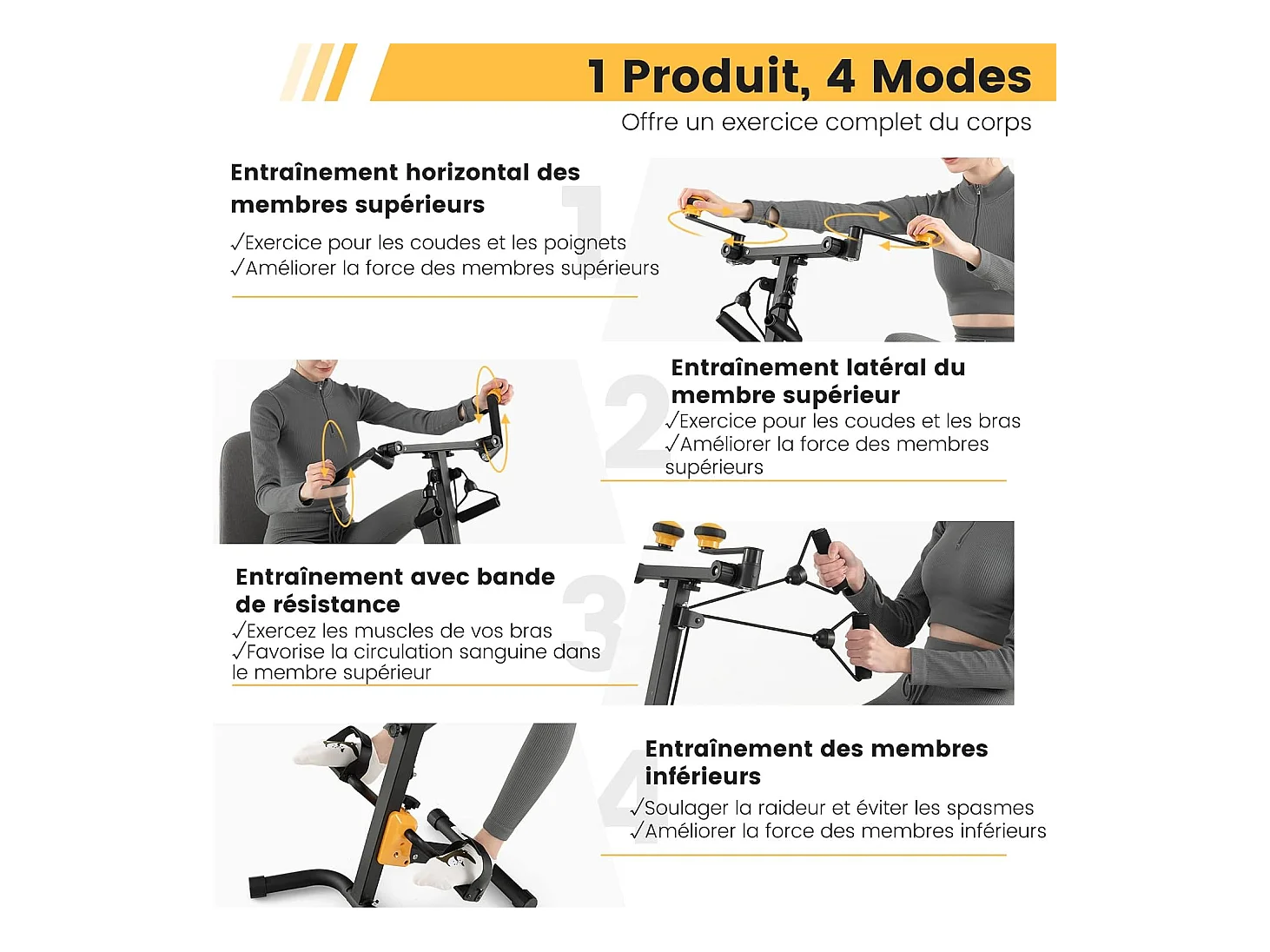Vélo d'Appartement à Pédales Pliable 9 Hauteurs Résistance Réglable Fonction D'étirement avec Rouleaux de Massage,Ecran LCD