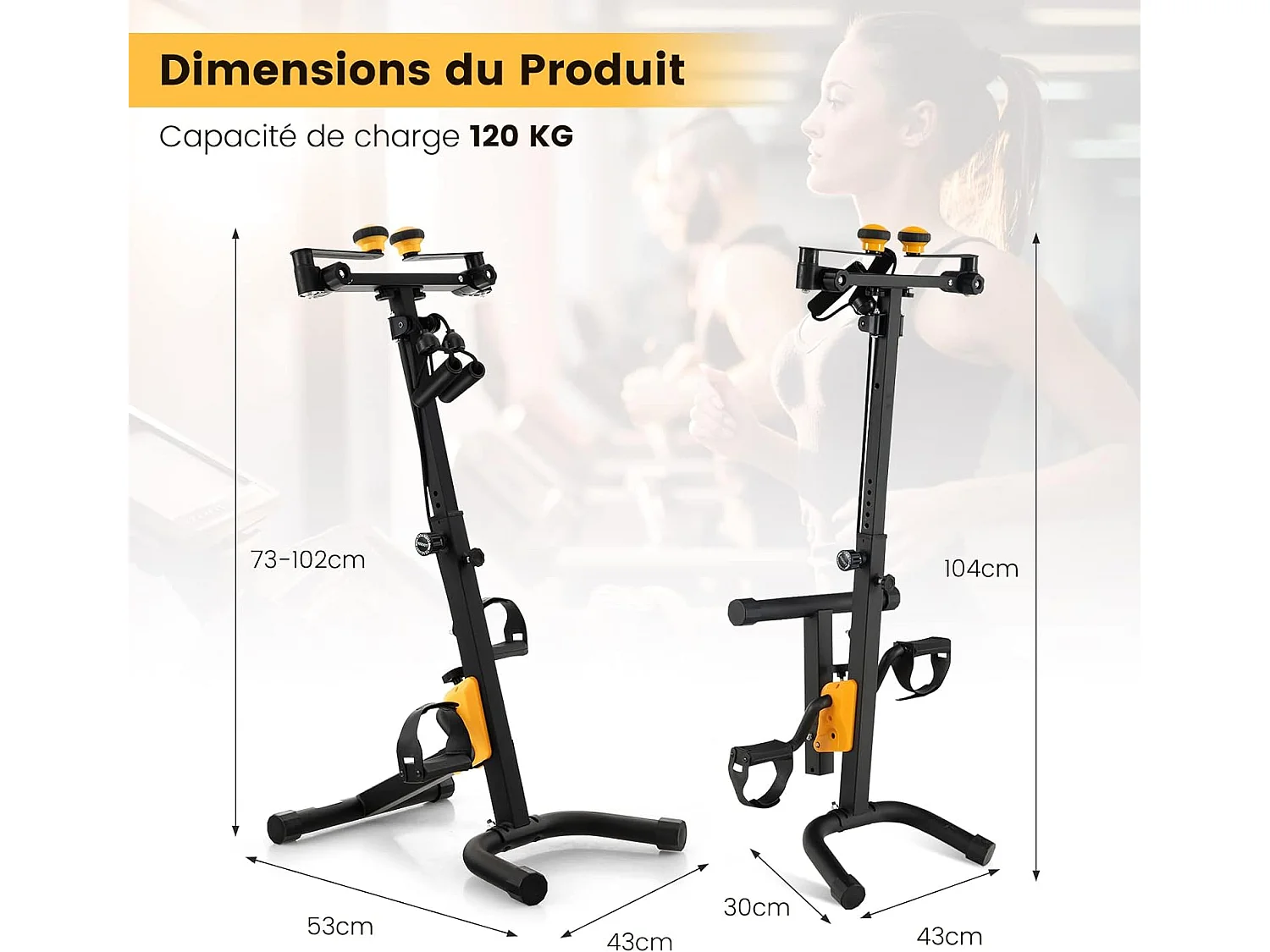 Vélo d'Appartement à Pédales Pliable 9 Hauteurs Résistance Réglable Fonction D'étirement avec Rouleaux de Massage,Ecran LCD