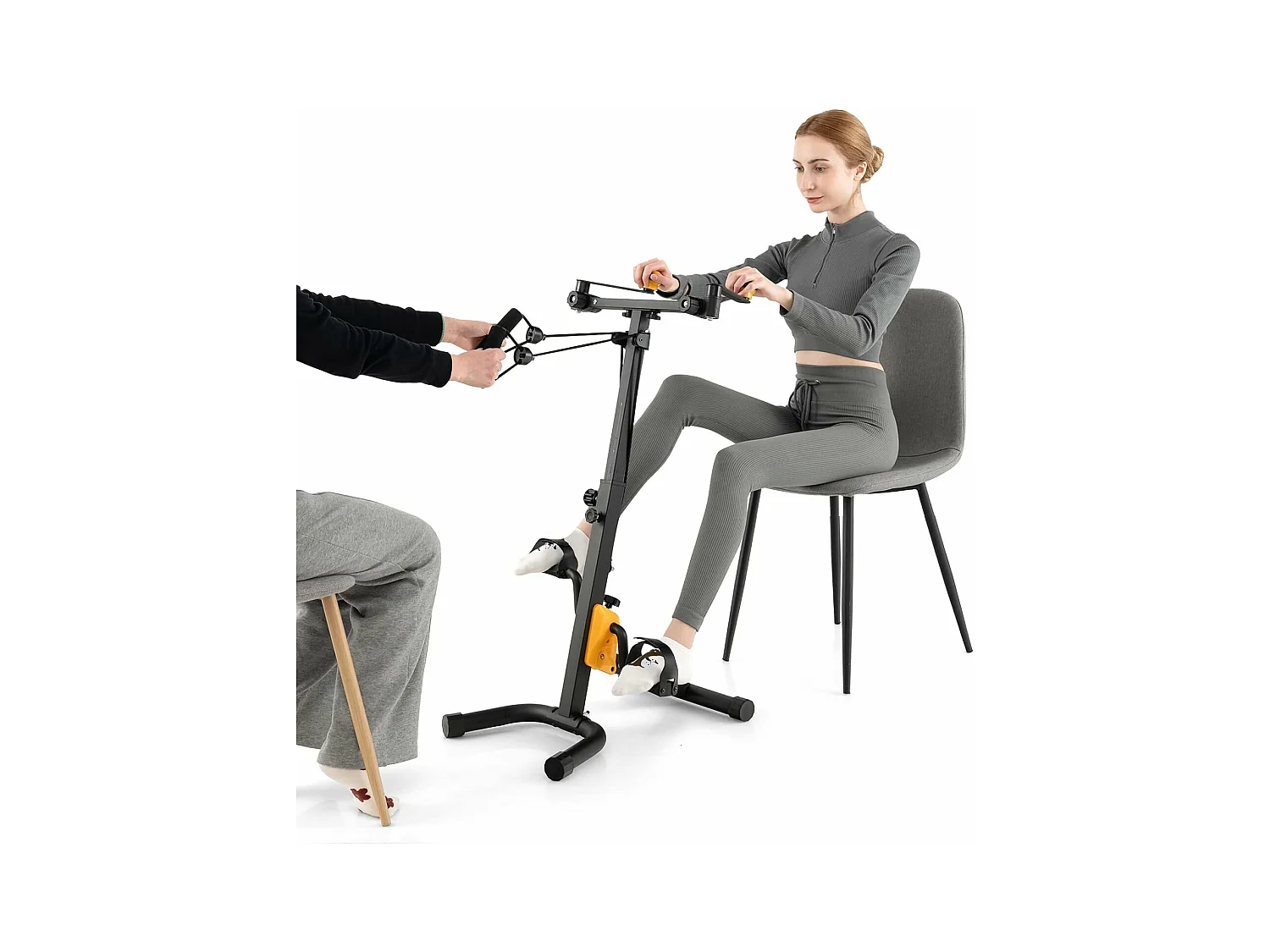 Vélo d'Appartement à Pédales Pliable 9 Hauteurs Résistance Réglable Fonction D'étirement avec Rouleaux de Massage,Ecran LCD