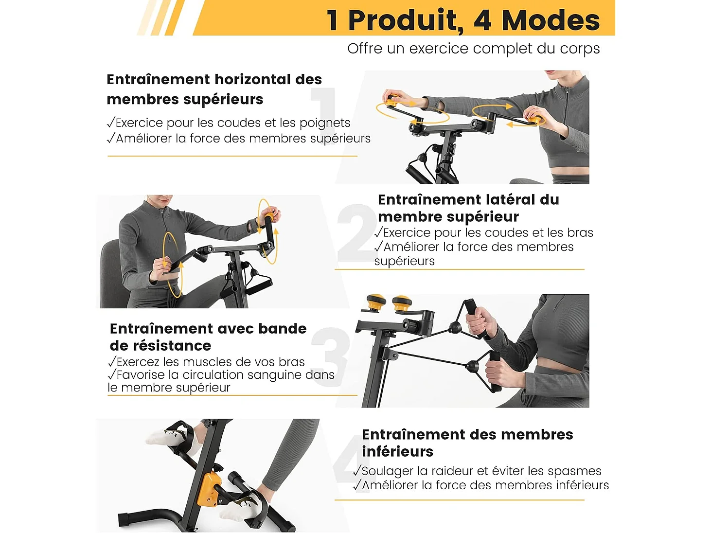 Vélo d'Appartement à Pédales Pliable 9 Hauteurs Résistance Réglable Fonction D'étirement avec Rouleaux de Massage,Ecran LCD