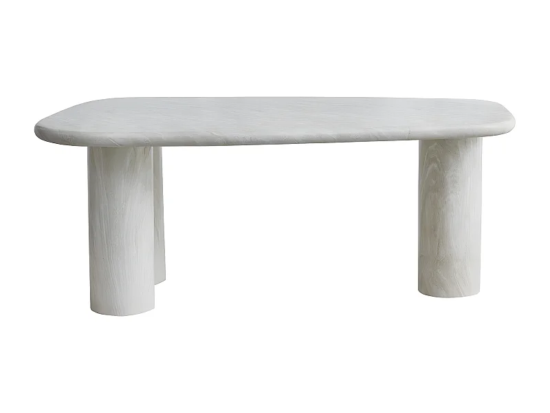 Rhodes - Table à manger 6 personnes en effet travertin - Beige