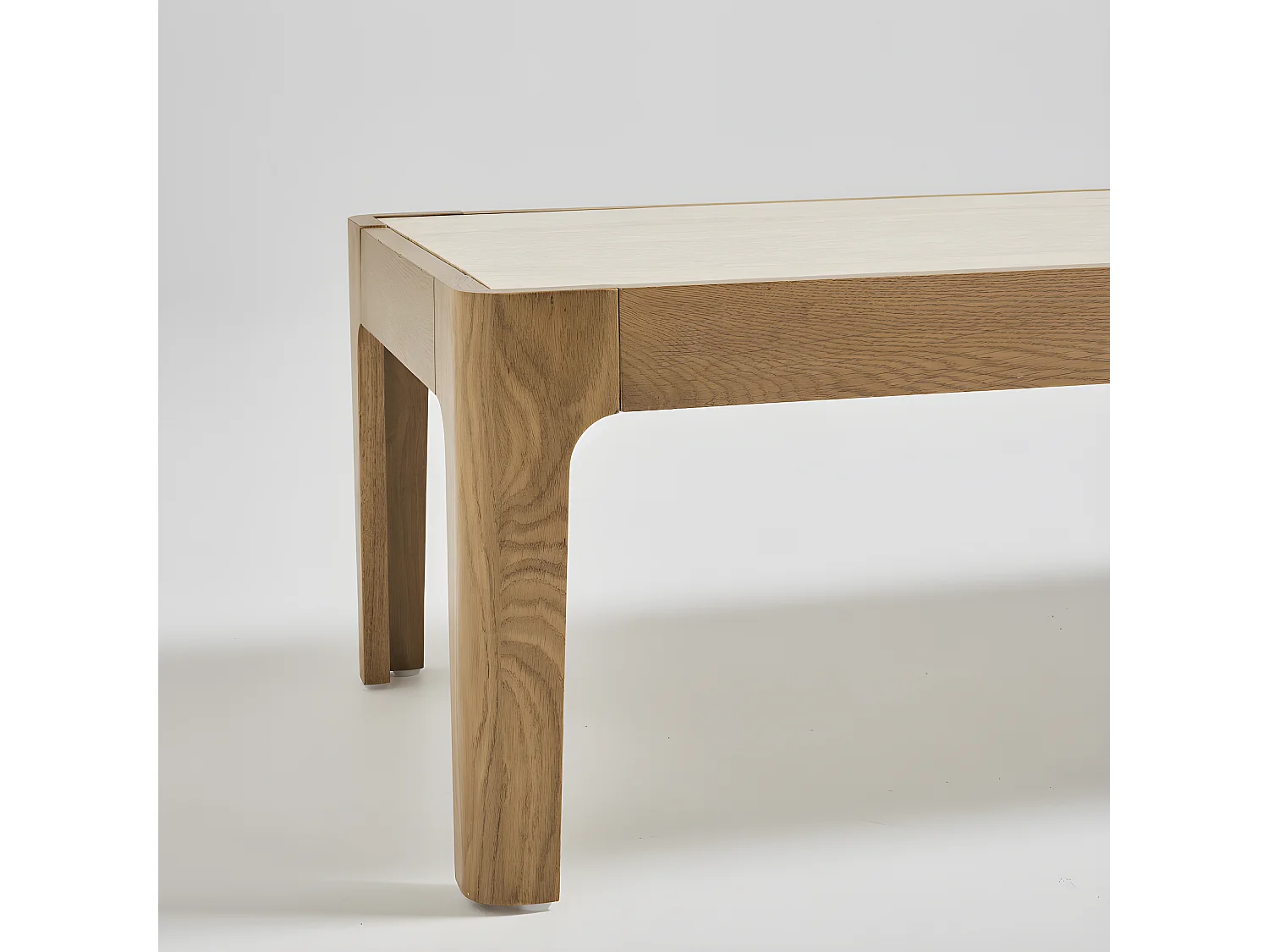 Kielce - Table basse en effet travertin et bois 160x50cm - Beige