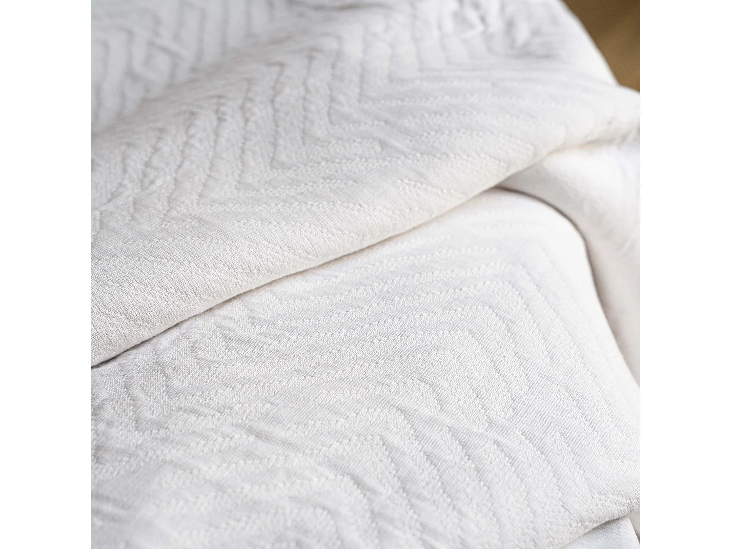 Couvre-lit coton blanc cassé 260x240 cm