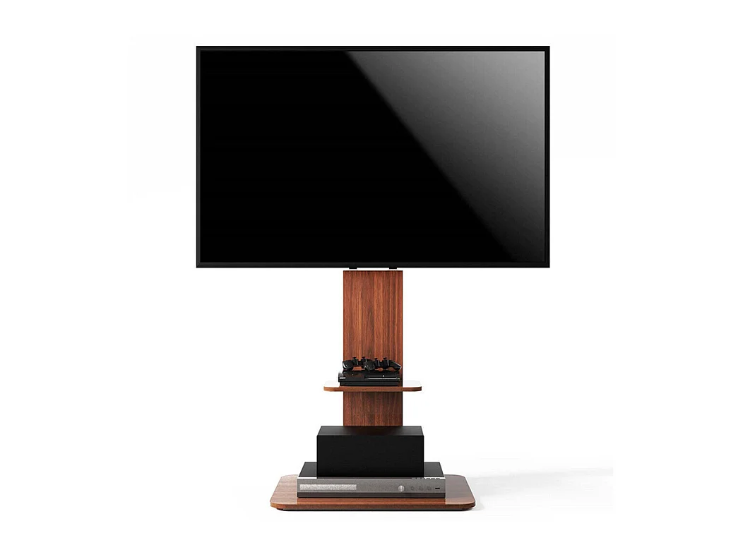 Support de TV avec 2 tablettes de rangement pour téléviseur de 32 à 65 pouce - Pied TV réglable charge 30kg VESA Max 600x400